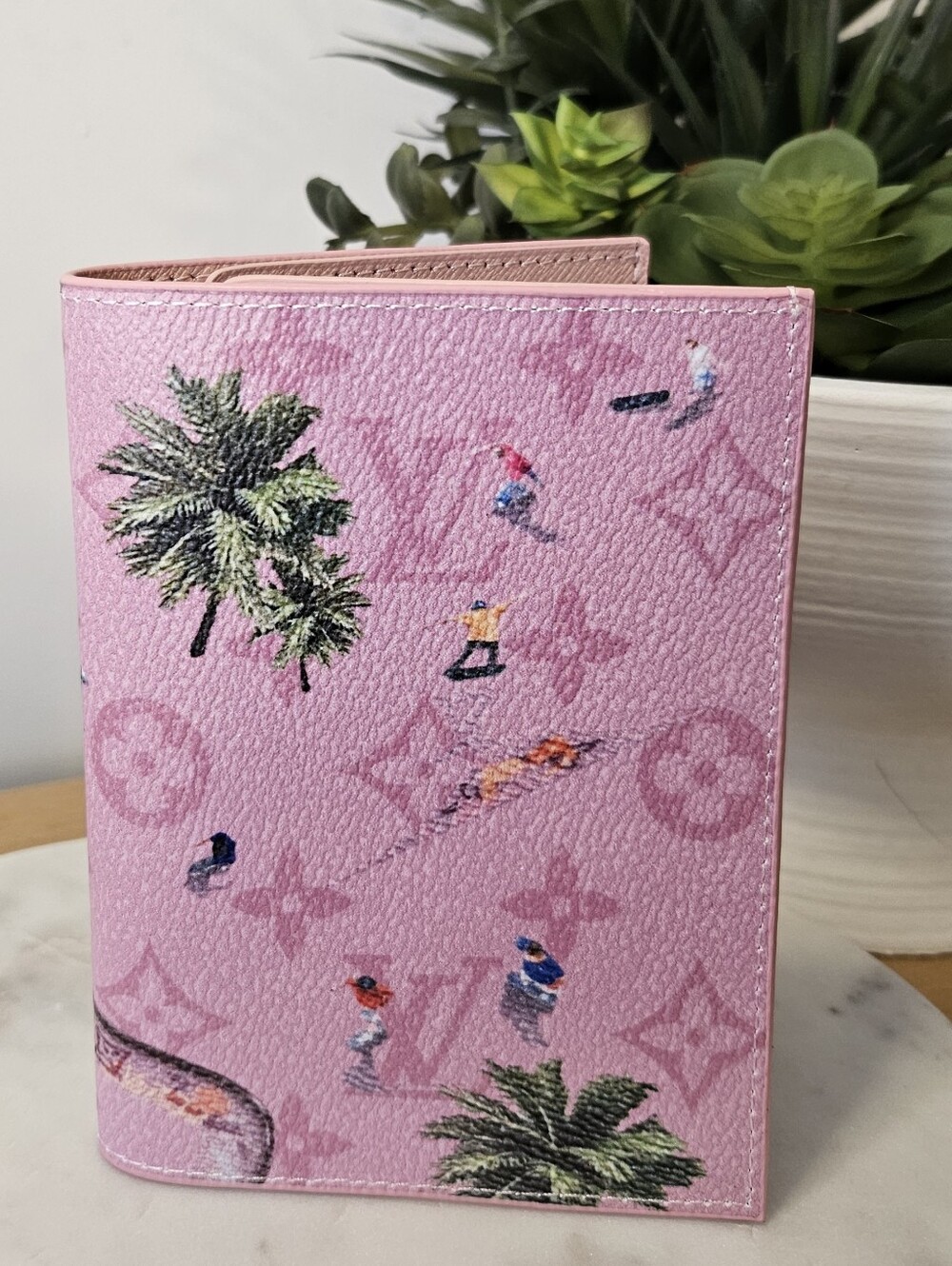 Designer Inspired Pink Monogram Tropical Passport Cover 🌴